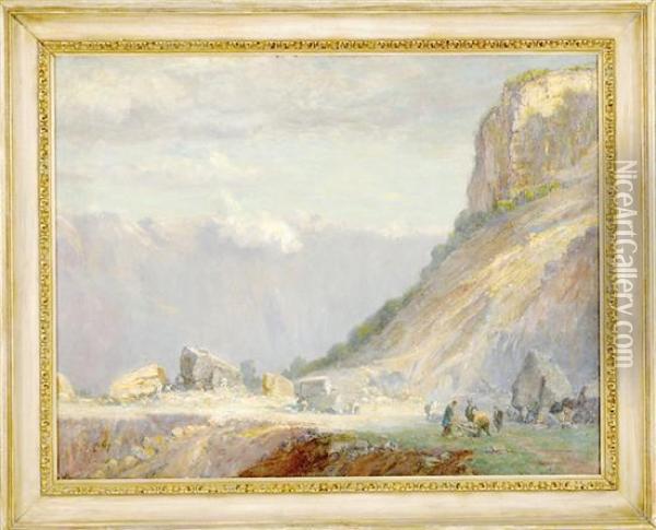 A Quarry On The Lake Of Geneva Oil Painting - Lewis Cohen