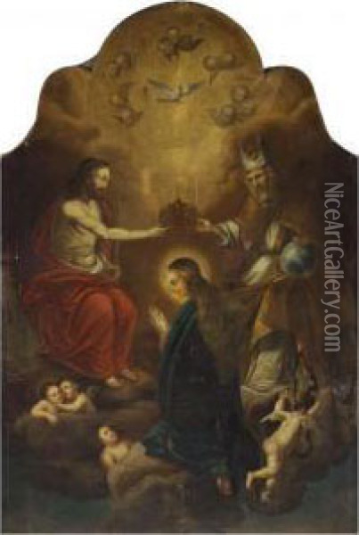 Coronation Of The Virgin Oil Painting - Domingo Martinez