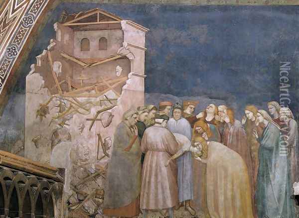 The Death of the Boy in Sessa 1310s Oil Painting - Giotto Di Bondone