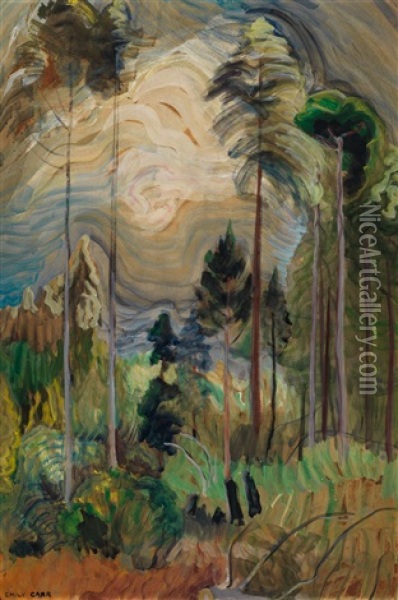 Bc Forest Interior Oil Painting - Emily Carr
