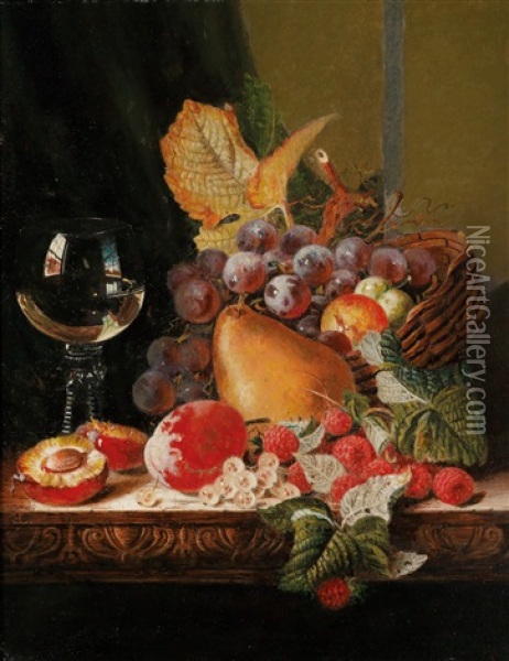Stillleben Mit Fruchten Und Einem Oil Painting - Edward Ladell