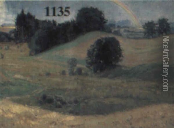 Nach Dem Gewitter - Landschaft Mit Regenbogen Oil Painting - Felix Eisengraeber