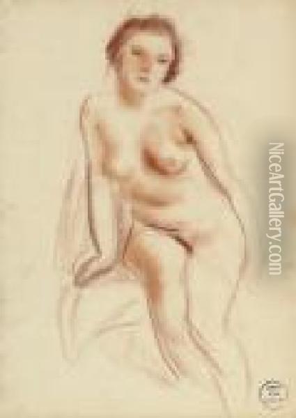 Seated Female Nude Oil Painting - Vera Rockline