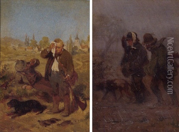 A Rest On The Hunt Oil Painting - Hugo Wilhelm Kauffmann