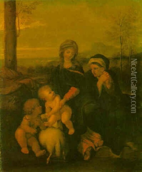 The Virgin And Child With Saint Elizabeth And The Infant Saint John The Baptist Oil Painting - Sebastien Bourdon