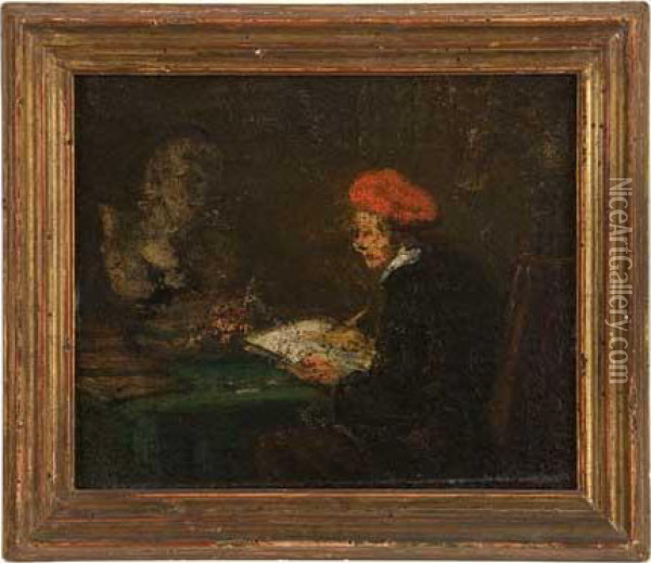 Le Dessinateur Oil Painting - Honore Daumier