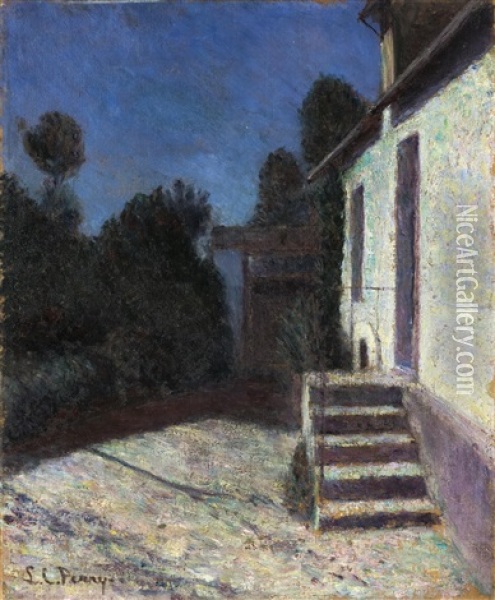 A Home Under Moonlight Oil Painting - Lilla Cabot Perry