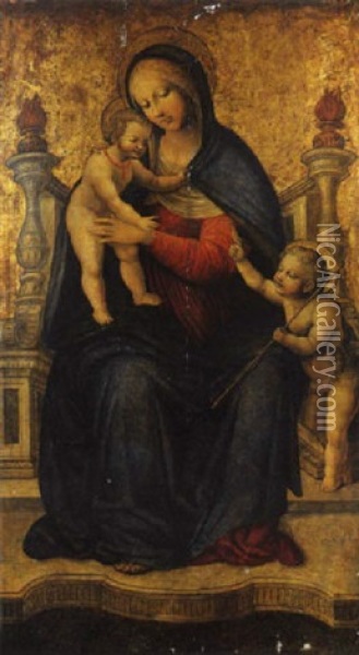 Madonna In Trono Con Bambino E San Giovannino Oil Painting - Augusto de Gifono Tesauro