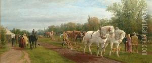 The Ploughing Match Oil Painting - William Henry Borrow