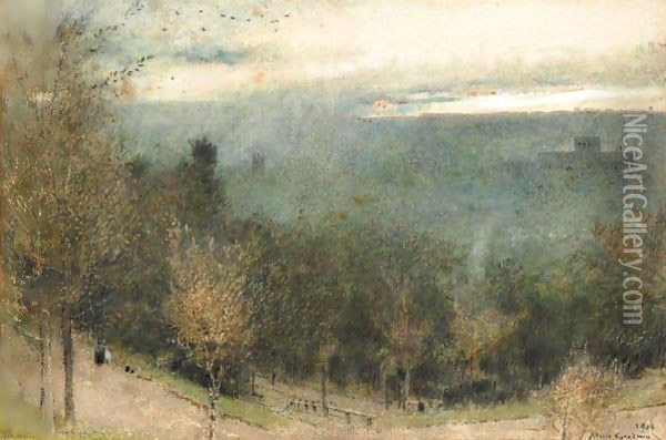 Winchester From St Giles' Hill Oil Painting - Albert Goodwin