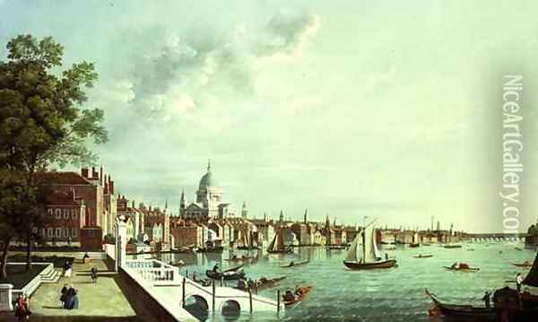 The Thames From Somerset House Looking Downstream Oil Painting - William James