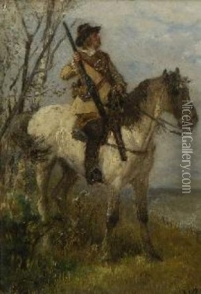 Auf Vorposten Am Waldrand Oil Painting - Wilhelm Karl Raeuber
