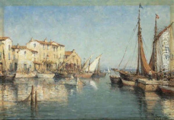 Ansicht Einer Mediterranen Hafenstadt Oil Painting - Henri Malfroy-Savigny