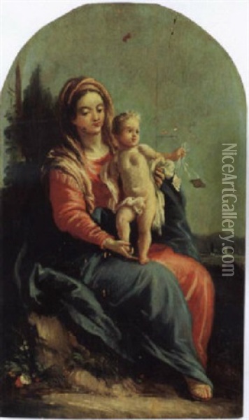 Madonna Mit Kind Im Freien Oil Painting - Giovanni Antonio Guardi