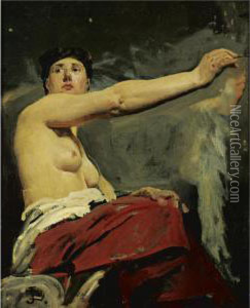Study For The Central Figure In The Ceiling Of The Palais De La Legion D'honneur Oil Painting - Jean-Paul Laurens