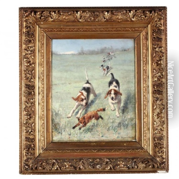 The Fox Hunt Oil Painting - Edmond Van Der Meulen