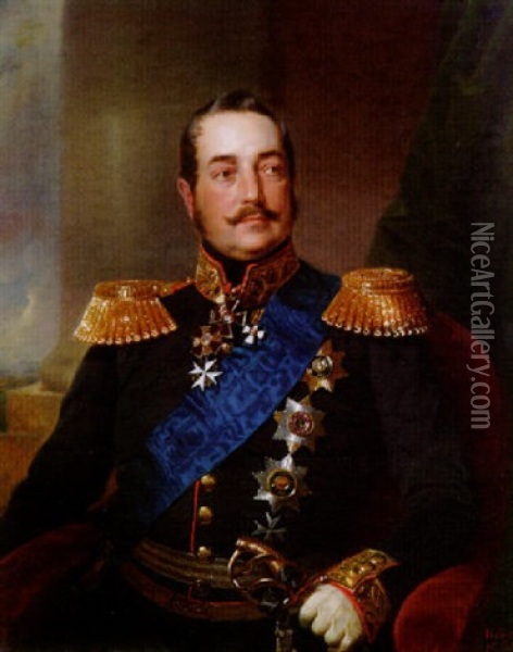 Portrat Des Zaren Nikolaus I. In Admiralsuniform Mit Georgsorden Oil Painting - Franz Krueger