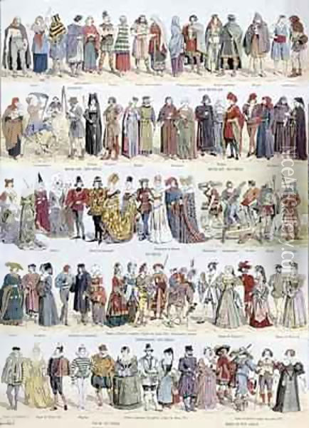 Pictorial history of clothing in Ancient Gaul and in France up to the beginning of the seventeenth century Oil Painting - Louis Bombled
