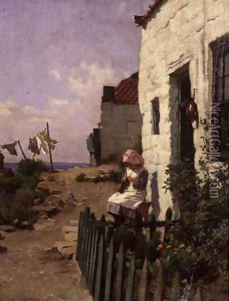 At the Cottage Door Oil Painting - Charles Haigh-Wood