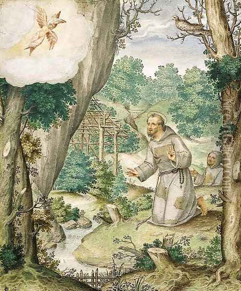 The Stigmatisation of Saint Francis Oil Painting - Giovanni B. (Il Genvovese) Castello