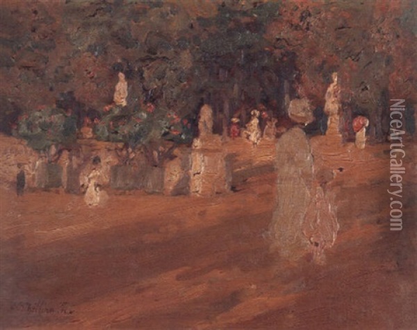 In The Luxembourg Gardens, Paris Oil Painting - Emanuel Phillips Fox