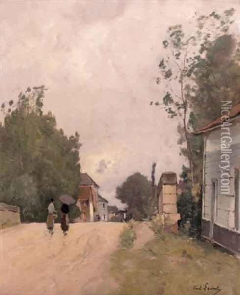 Entree De Village Oil Painting - Paul Lecomte