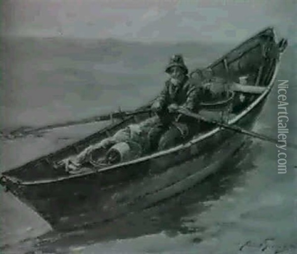 Maine Dorie Fisherman Oil Painting - Abbott Fuller Graves