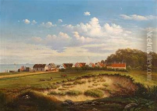 Fiskerlejet Sletten Ved Humlebaek Oil Painting - Christian Bernh. Severin Berthelsen