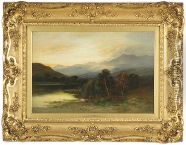 Mountain Landscape With Deer Oil Painting - William Beattie Brown