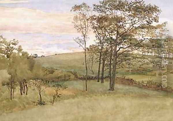 Late Summer Landscape Oil Painting - Walter Crane