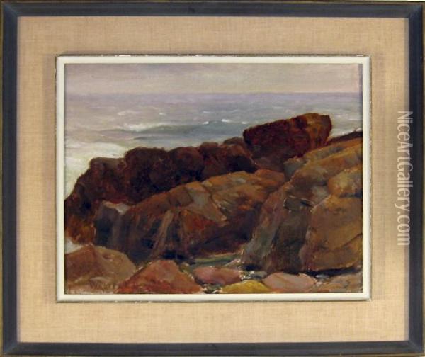 Rocky Shore Scene Oil Painting - Walter Lofthouse Dean