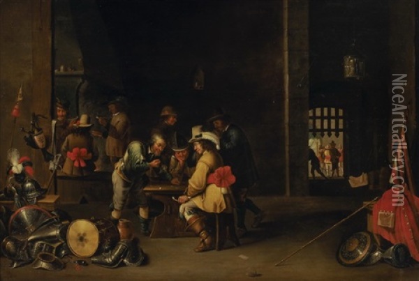 Soldaten In Der Wachtstube Beim Spiel Oil Painting - Cornelis Mahu