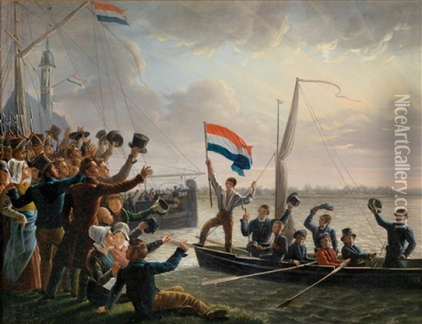 Die Ruckkehr Von Jacobus Hobein (1810-1888) Am 19. Marz Oil Painting - Dominicus Franciscus du Bois
