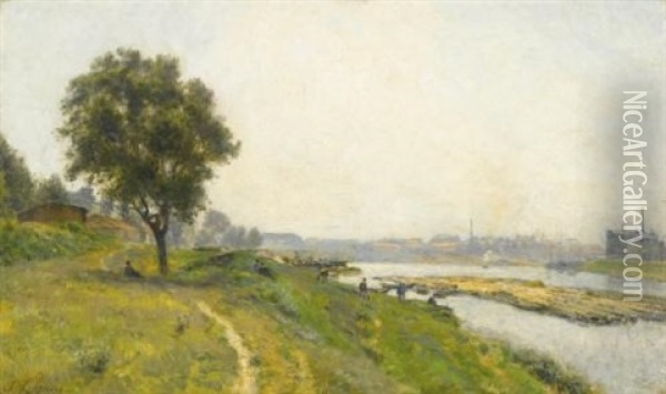 Ivry-sur-seine, Le Confluent Avec La Marne Oil Painting - Stanislas Lepine