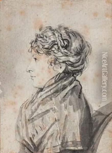 Portrait De Madame Bazin De Profil Avec Un Chale Oil Painting - Baron Francois Gerard