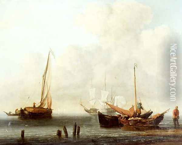 Two Fishing Boats Oil Painting - Willem van de Velde the Younger