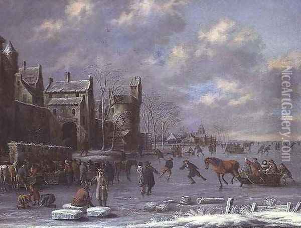 Winter Scene Oil Painting - Thomas Heeremans