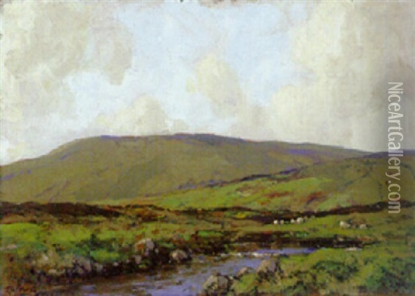The Grange At Innispollin, Co. Antrim Oil Painting - James Humbert Craig