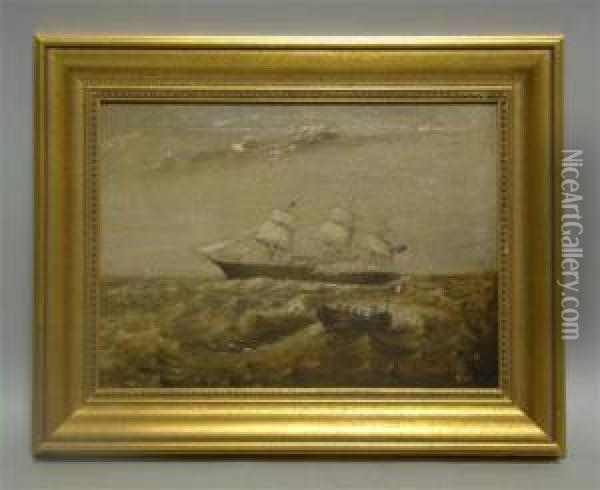 H.m.s.warrior Oil Painting - W. Saunders