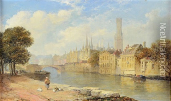 Bruges Oil Painting - Arthur Joseph Meadows