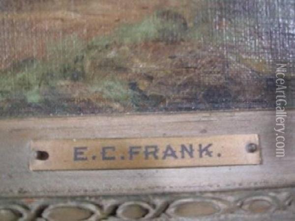 Title: Farm Landscape Oil Painting - Eugene C. Frank