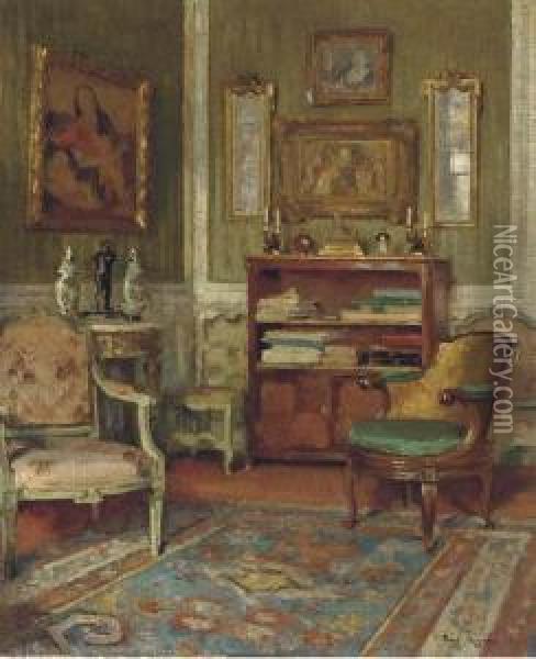 Study Of An Interior Oil Painting - Paul Jean Hugues