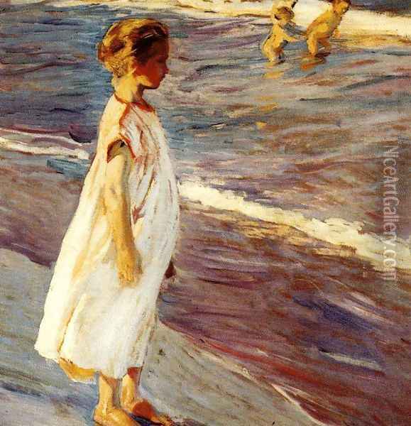 Girl on the beach Oil Painting - Joaquin Sorolla Y Bastida
