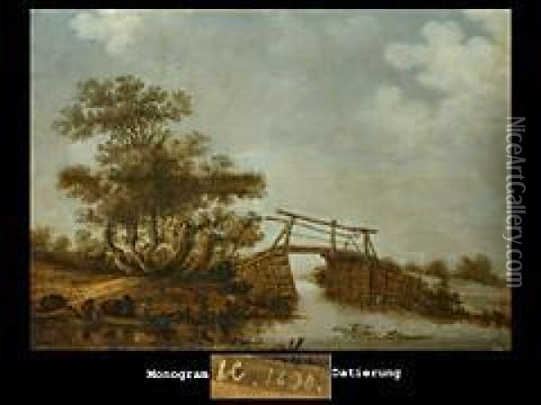 Hollandische Landschaft Mit Brucke Oil Painting - Jan Coelenbier