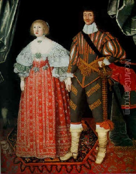 Portrait Of Lord And Lady Poulett Of Hinton St. George Oil Painting - John Souch