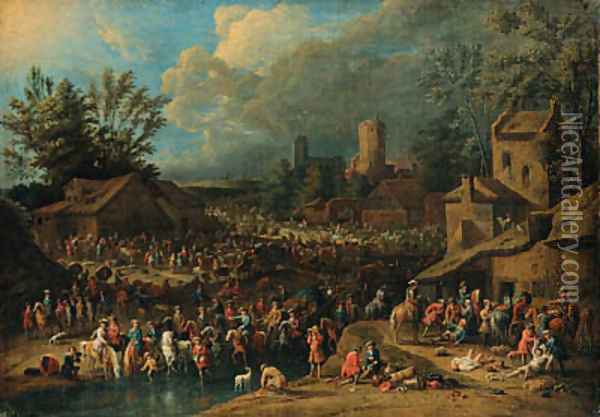 Soldiers looting a village Oil Painting - Pieter Casteels