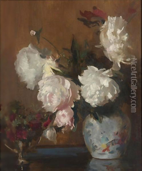 Peonies Oil Painting - Edmund Charles Tarbell