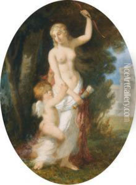 Venus Entwaffnet Amor Oil Painting - Jules Salles-Wagner
