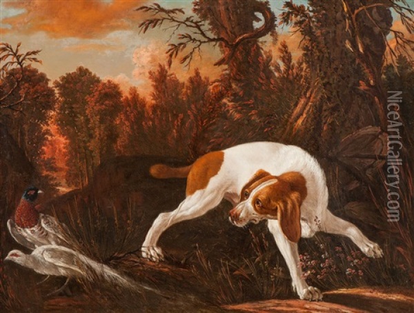 Jagdhund Mit Fasanen Oil Painting - Jacques Charles Oudry