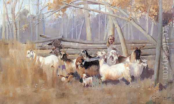 A Bush Idyll Oil Painting - George Lambert